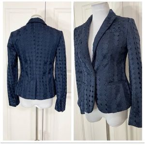 Banana Republic NWT Navy Blue Eyelet Dot Lace Single Button Classic Blazer 4
